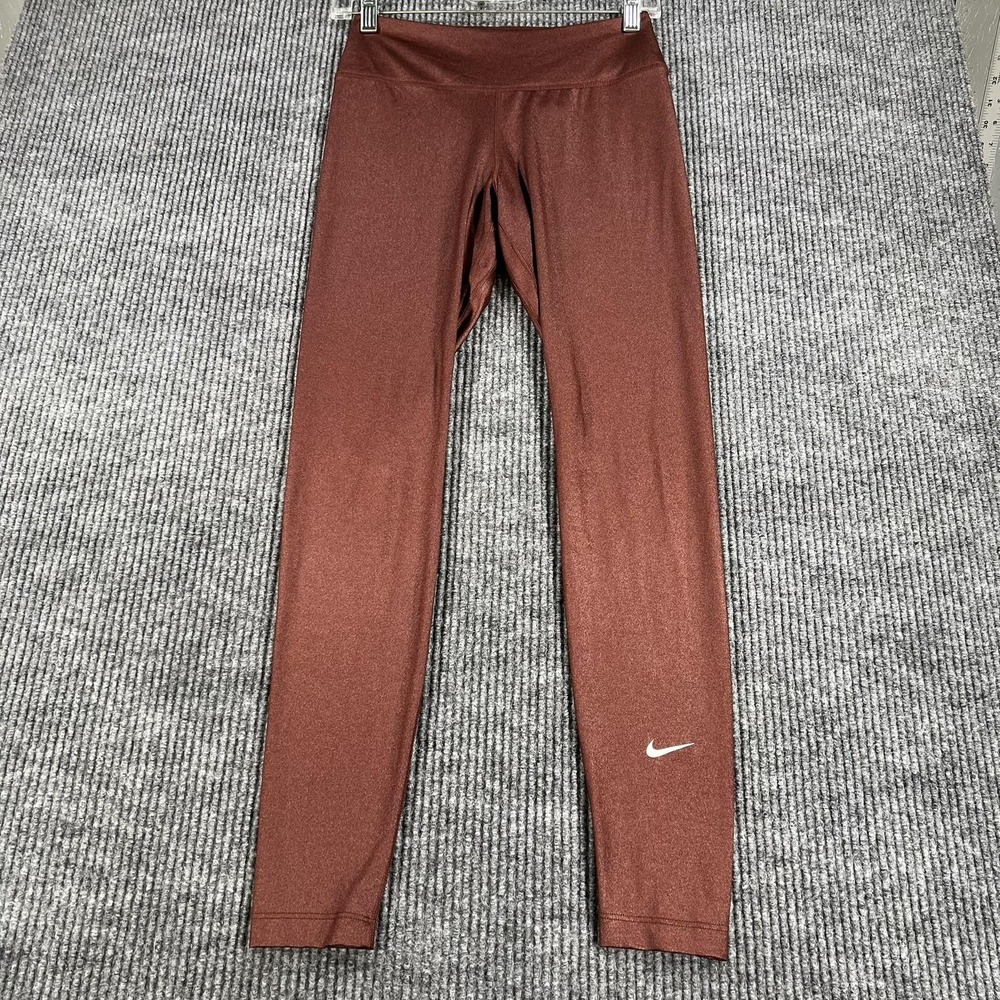 Nike Pants Womens Small Brown Dri-FIT One Shimmer Yoga Leggings Tight DD5439-273